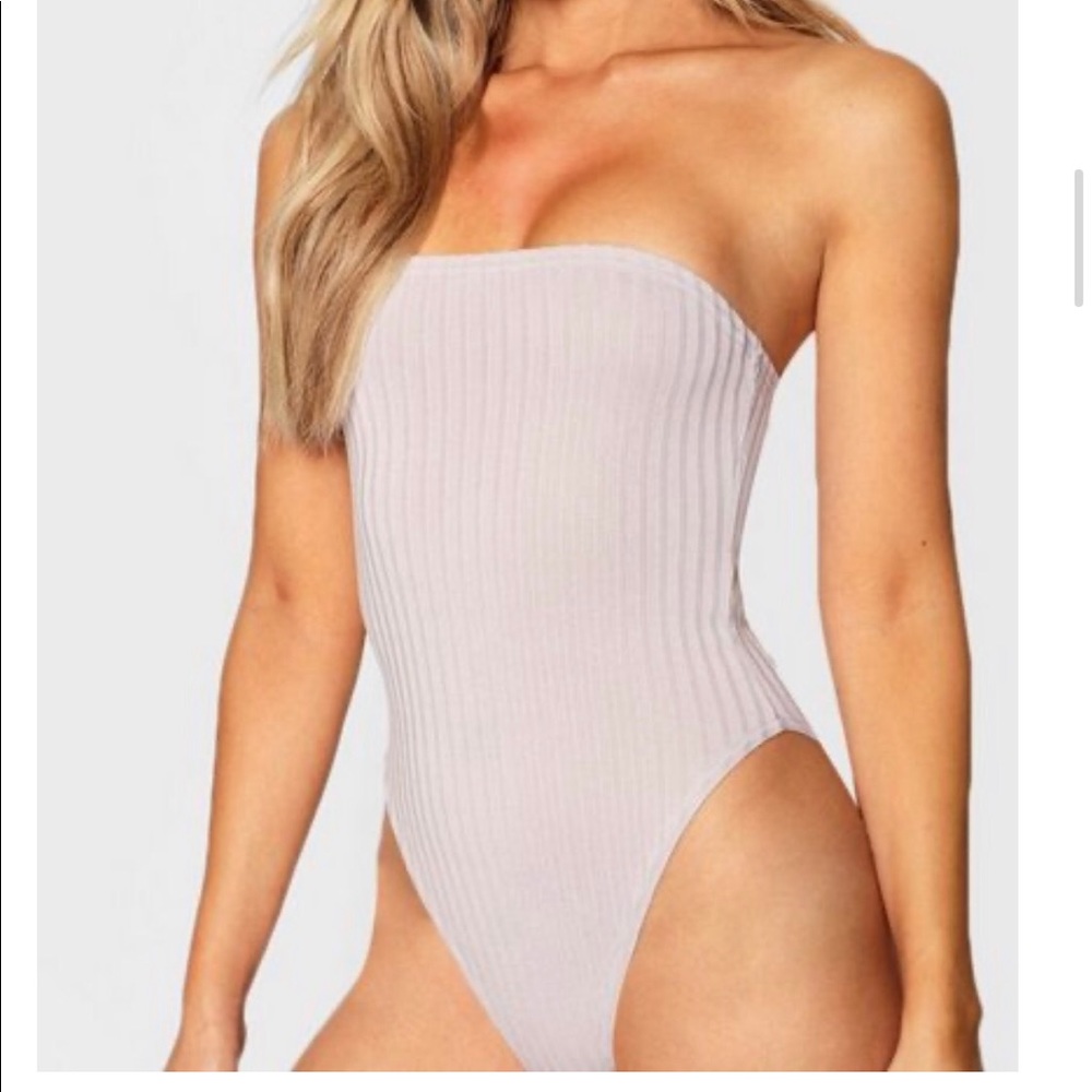 Rib knit bandeau bodysuit